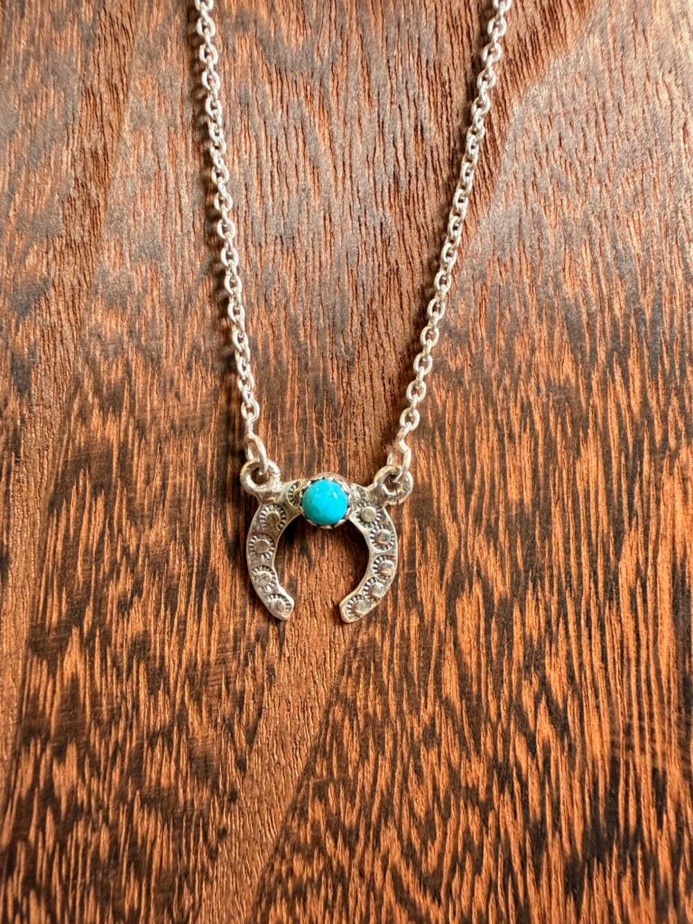 Sterling Silver Horseshoe Turquoise Necklace